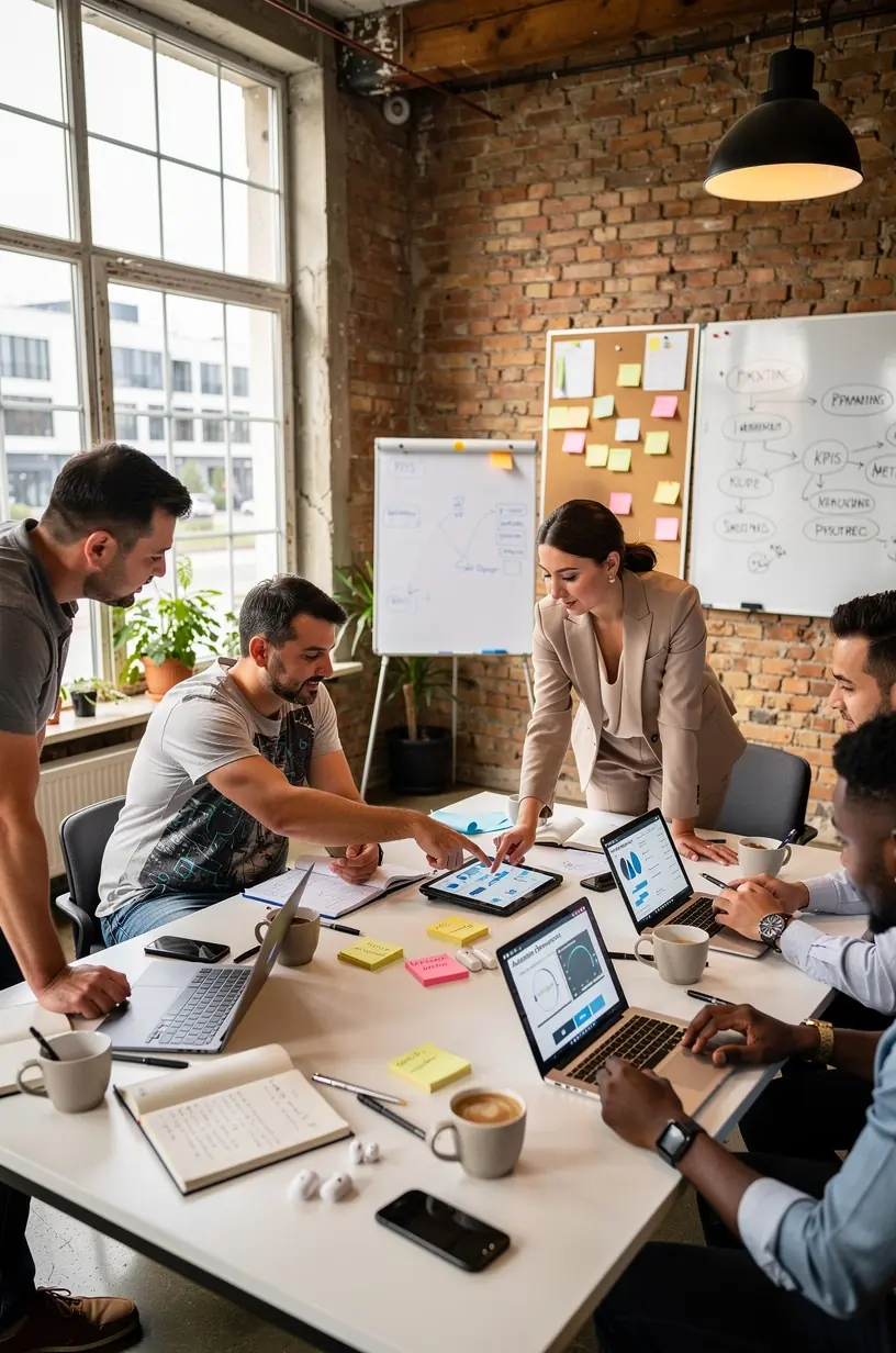 Ilustrație a unui robot software care gestionează sarcini repetitive pentru creșterea productivității